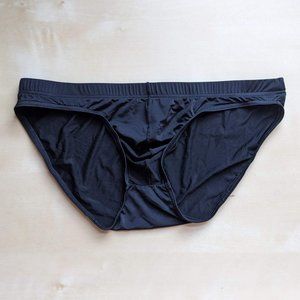 Black synthetic bikini brief